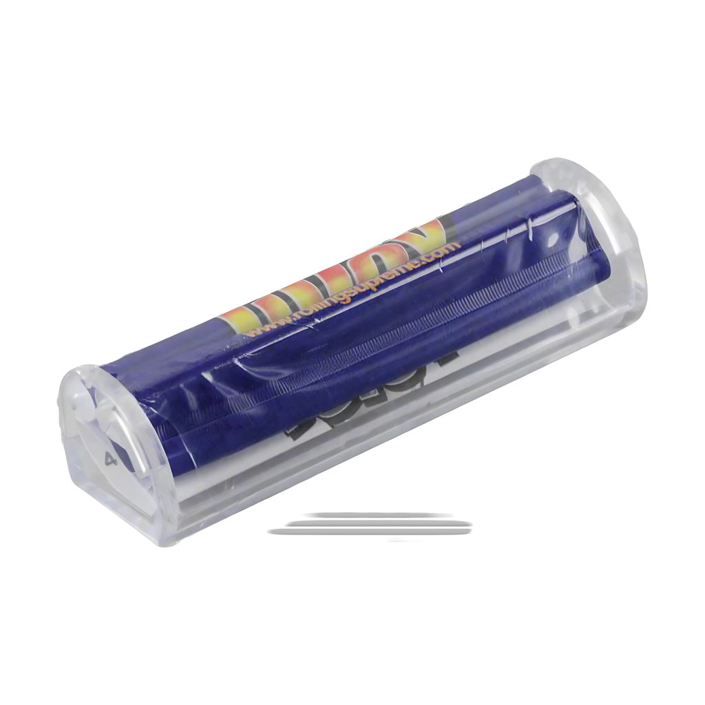 Juicy Jays 125mm Cigar Hand Roller, 6 Pack, angled side view on a striped background