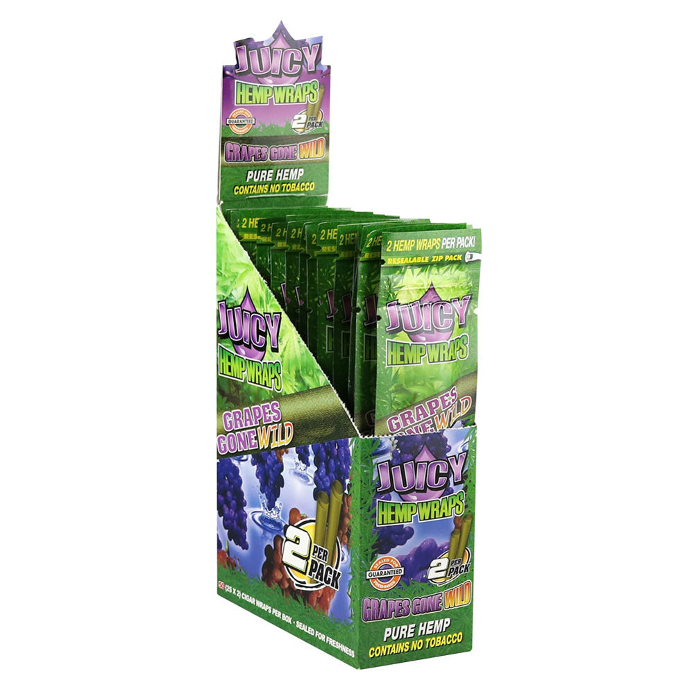 Juicy Jays Hemp Blunt Wraps Display Box, Grape Flavor, Front View