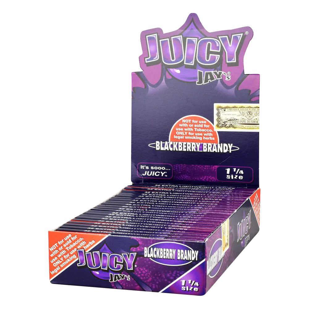 Juicy Jays 1 1/4 Blackberry Brandy Flavored Rolling Papers 24 Pack Display Box
