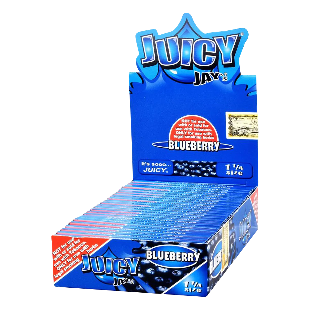 Juicy Jays 1 1/4 Blueberry Flavored Rolling Papers 24 Pack Display Box
