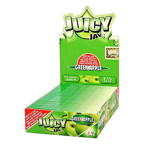 Juicy Jays 1 1/4 Green Apple Flavored Rolling Papers, 24 Pack Display Box