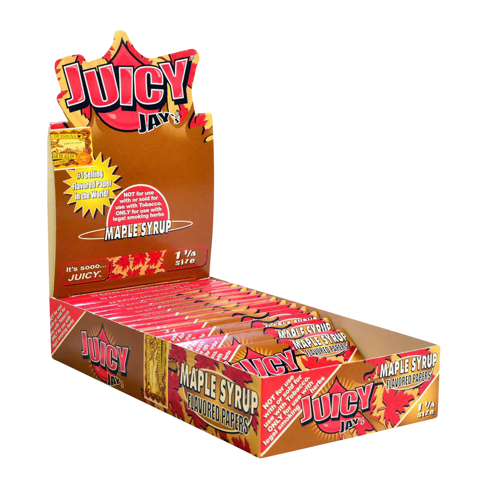 Juicy Jays Maple Syrup Flavored 1 1/4 Rolling Papers 24 Pack Display Box