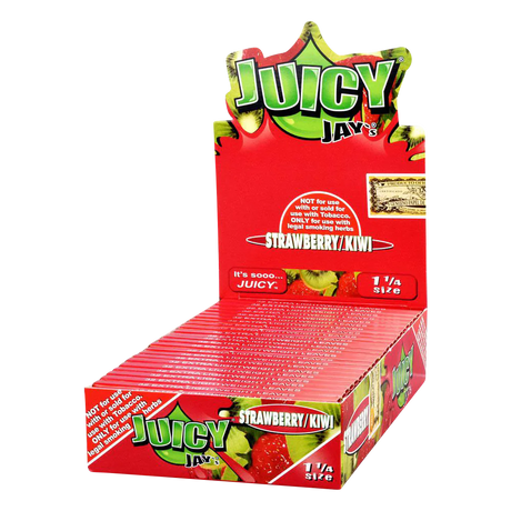 Juicy Jays 1 1/4 Strawberry Kiwi Flavored Rolling Papers - 24 Pack Display Box