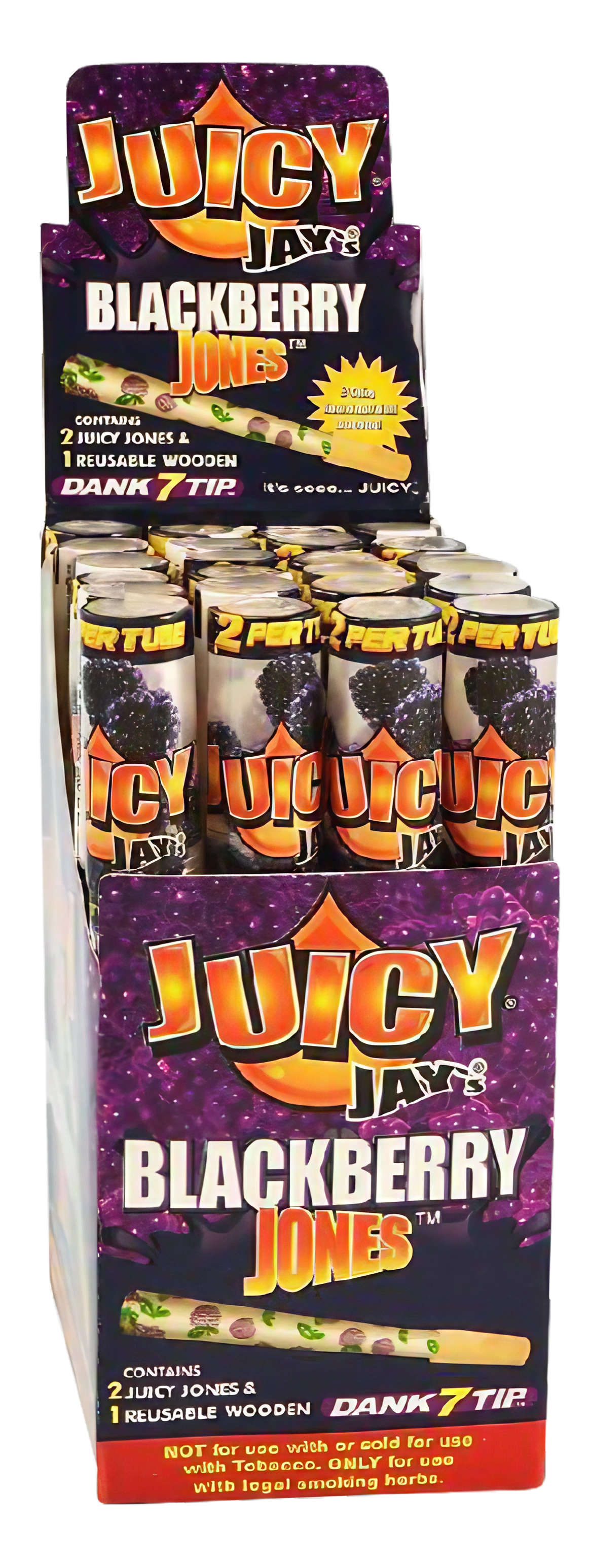 Juicy Jays Pre-Rolled Cones Blackberry Flavor - 24 Pack Display Front View
