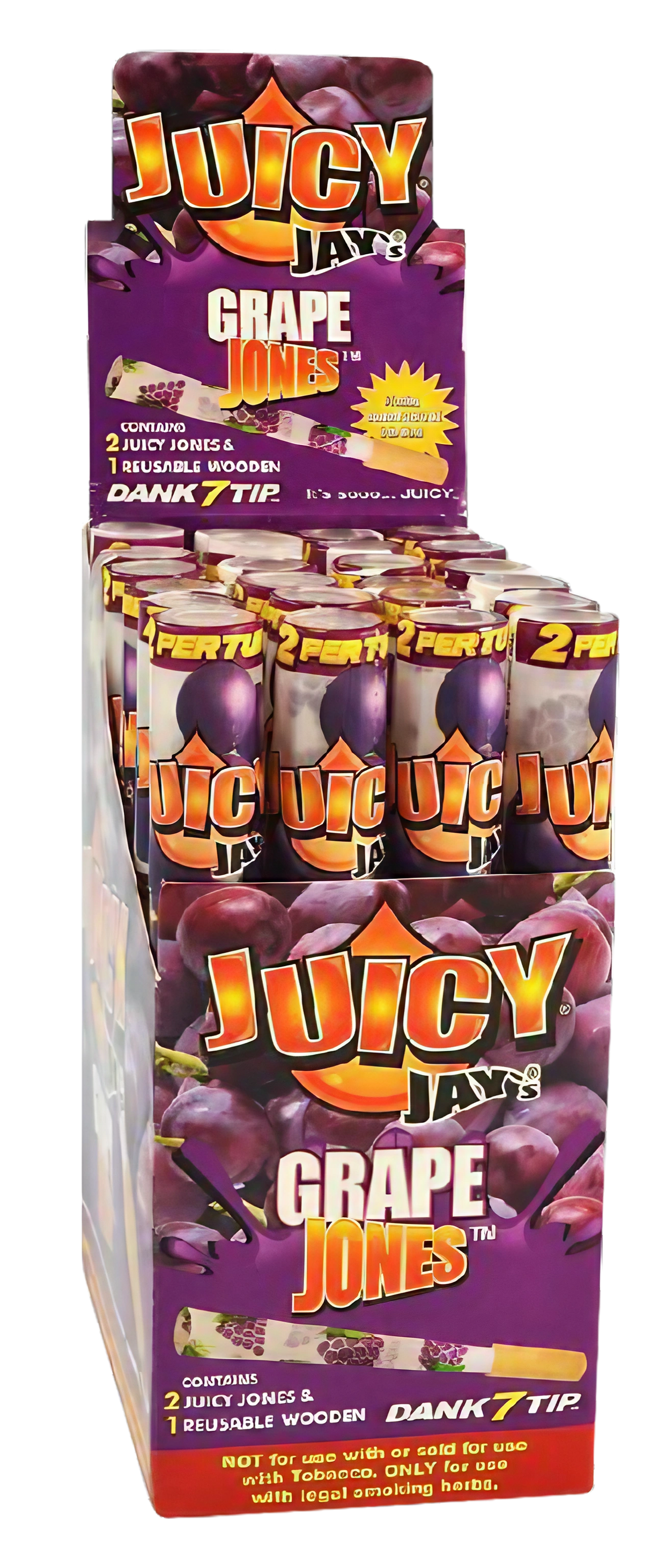 Juicy Jays Pre-Rolled Grape Cones 24 Pack Display Front View