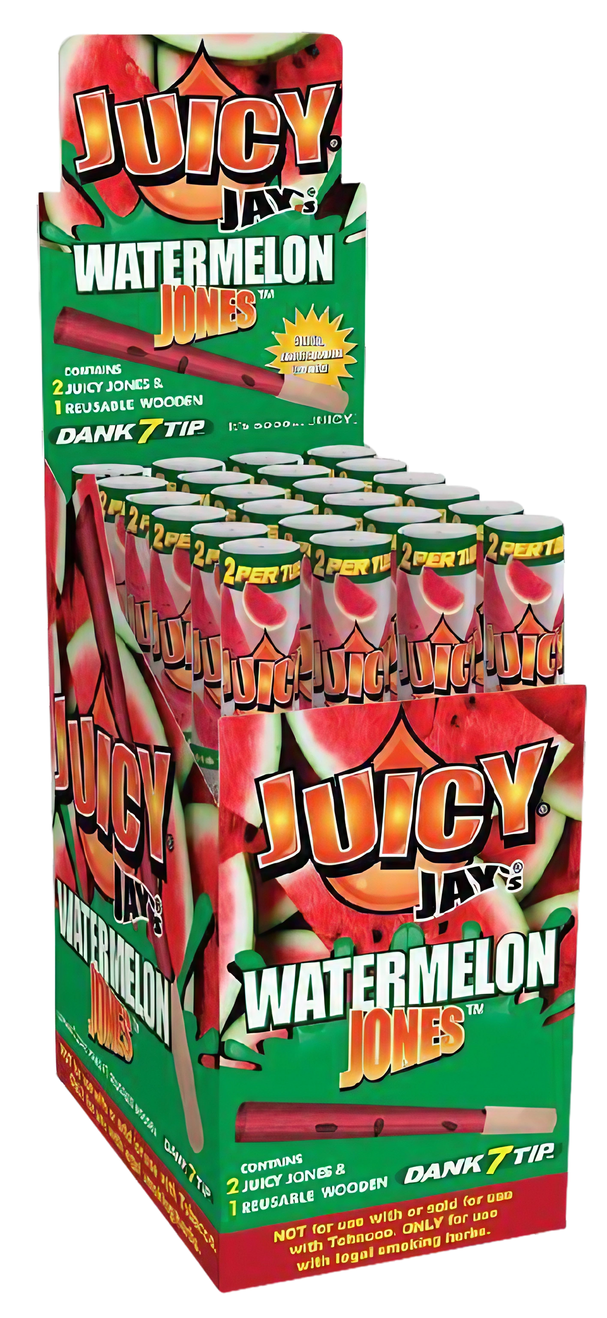 Juicy Jays Pre-Rolled Cones Watermelon Flavor - 24 Pack Display Box Front View