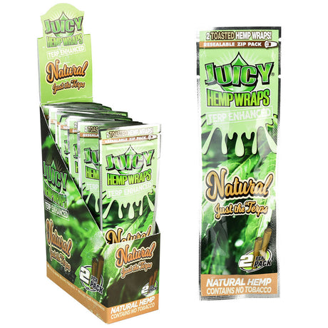 Juicy Jays Natural Hemp Wraps Display Box and Single Pack, Terp Enhanced, Tobacco-Free