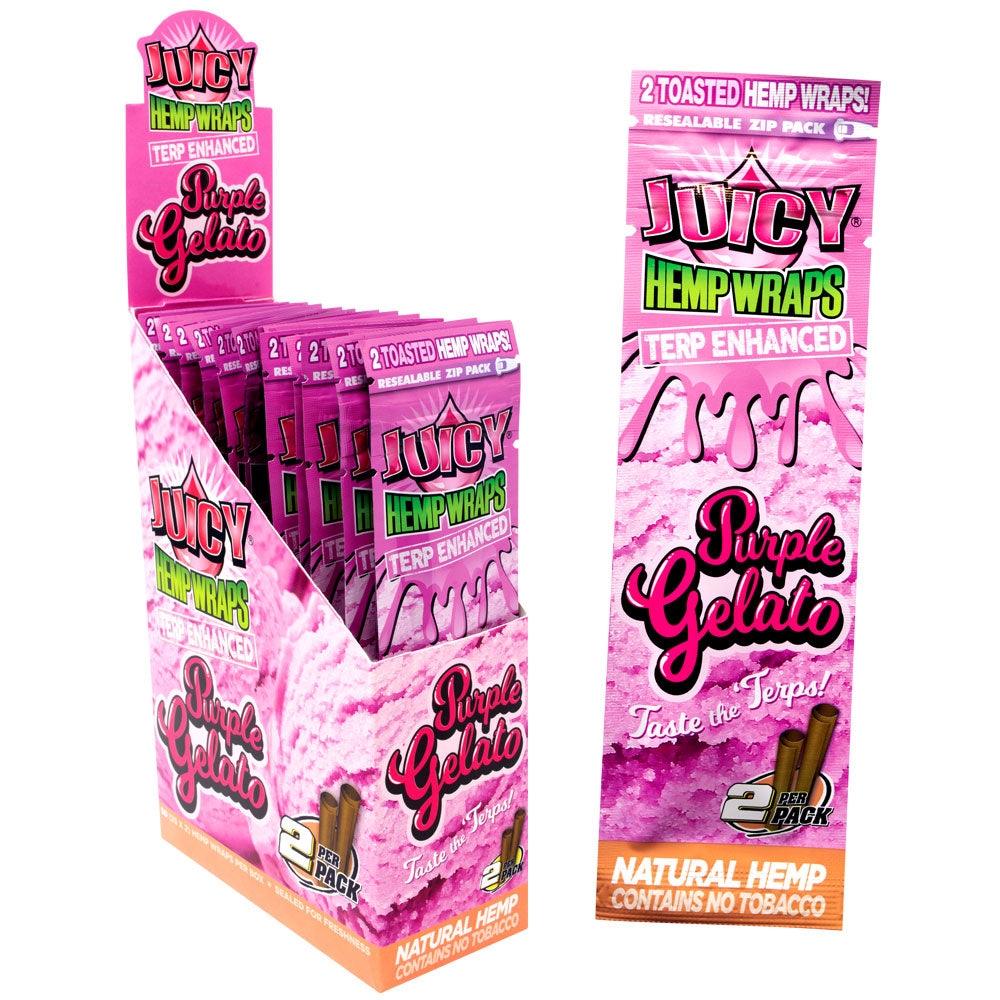 Juicy Jays Terp Enhanced Hemp Wraps Purple Gelato 2-Pack Display Front View