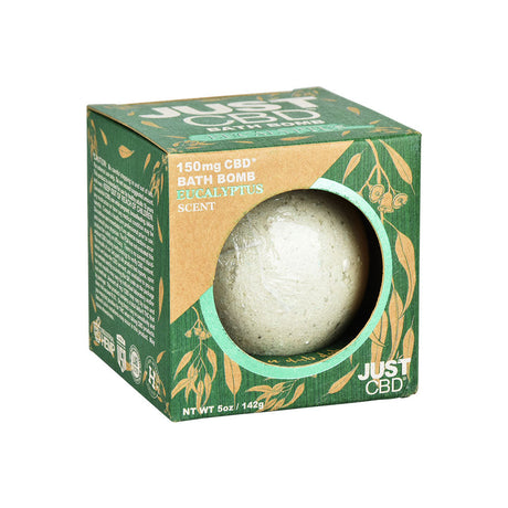 JUST CBD Eucalyptus Bath Bomb 150mg in box, front view on white background