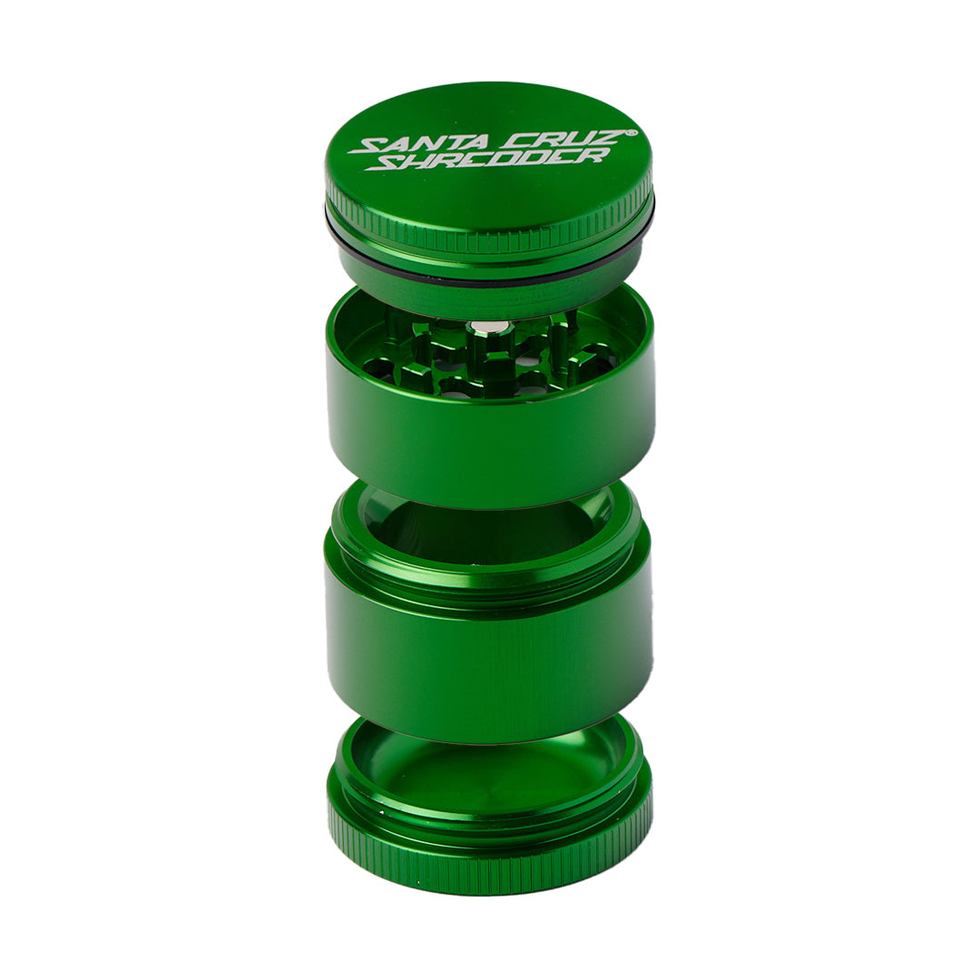 Santa Cruz Shredder Medium 4-Piece Grinder in Green, Portable Aluminum Herb Grinder