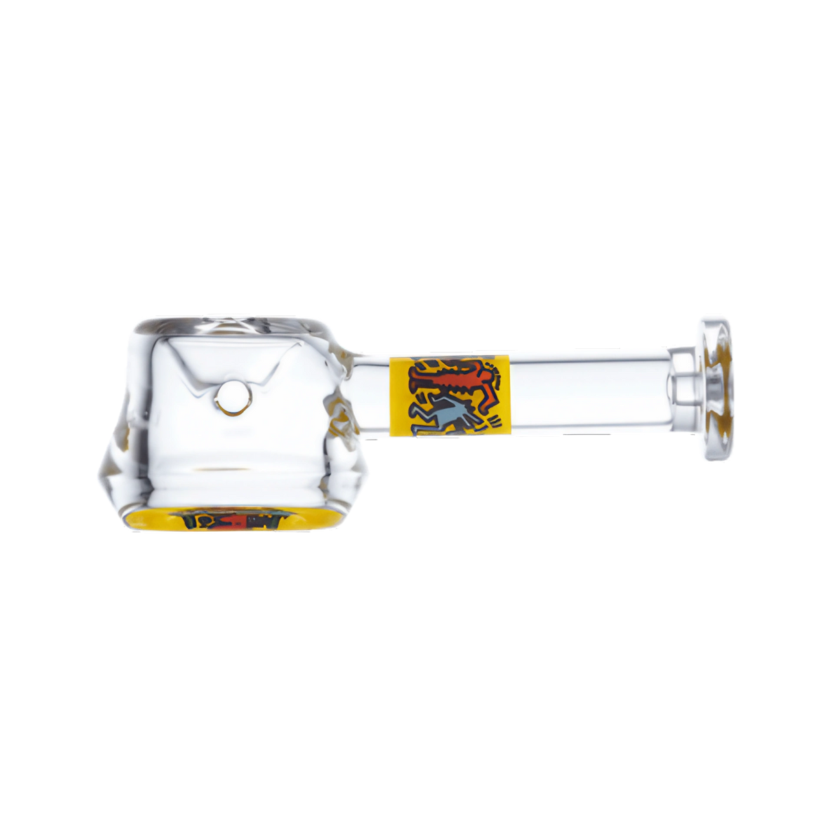 K.Haring Spoon by K. Haring Glass Collection, 4.5" borosilicate glass hand pipe with artistic design