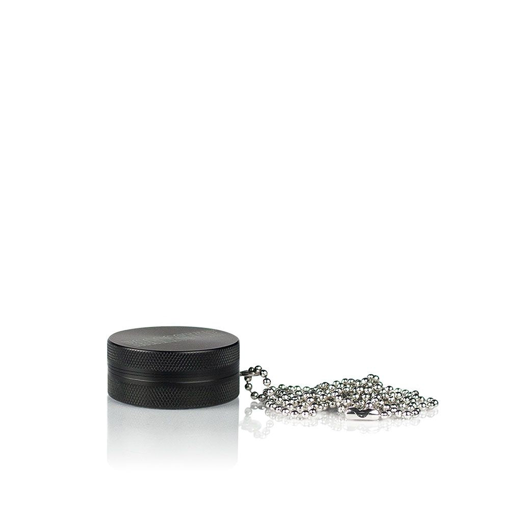 Kannastör 2pc Pendant Grinder in Black Aluminum with Chain - Front View