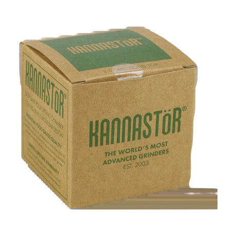 Kannastor Multi Chamber 4 Piece Grinder in Gunmetal, front view of the boxed product