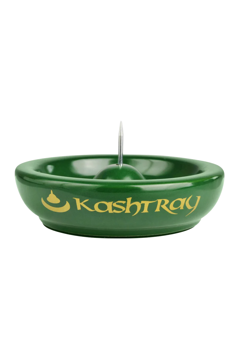 Kashtray Original Cleaning Spike Ashtray in Green - Ceramic with Rubber Base, 4.5" Diameter