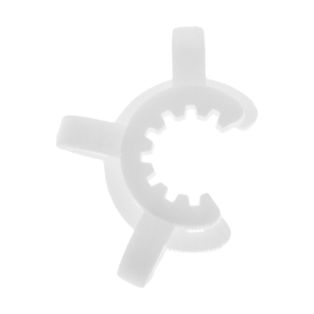 White Keck Clip by Thick Ass Glass, 14MM & 18MM, front view on seamless white background