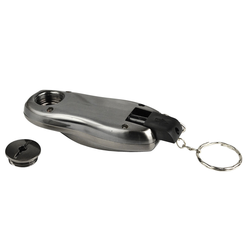 Gray Key Fob Hand Pipe - Metal with detachable bowl - Easy for travel