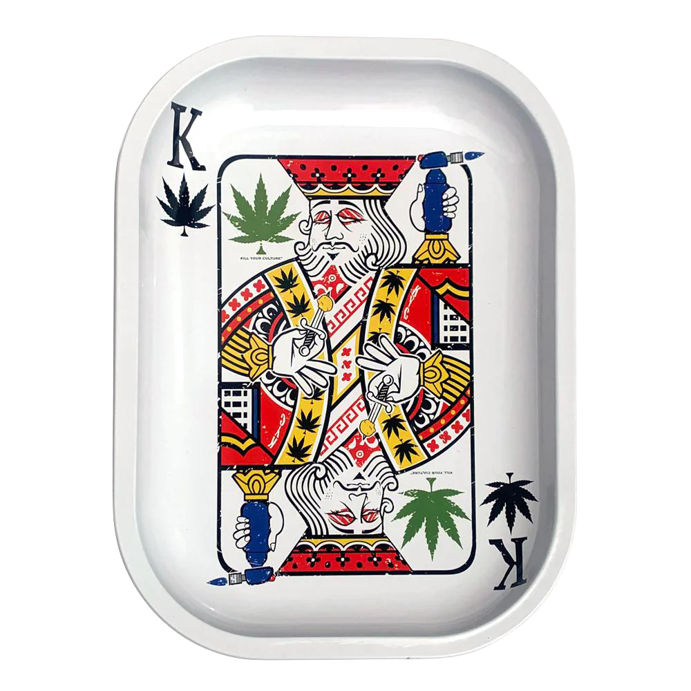 Kill Your Culture King of Concentrates Metal Rolling Tray, 5.5" x 7", Front View