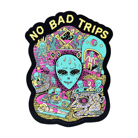 Killer Acid 'No Bad Trips' Die Cut Vinyl Sticker with vibrant psychedelic artwork, 3.75" x 5" size