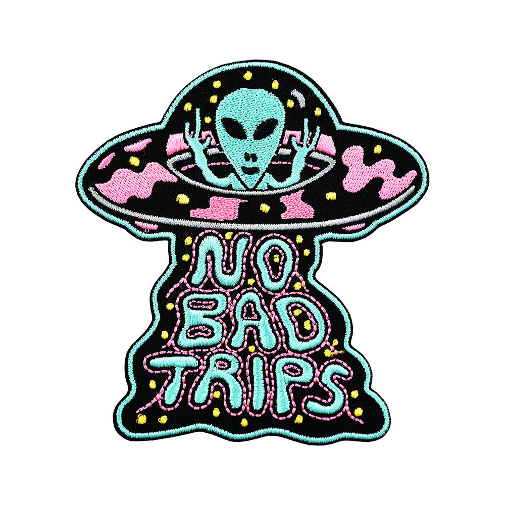 Killer Acid No Bad Trips Embroidered Patch, 3.5" x 4", Colorful Alien Design