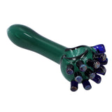 Kraken Spoon Pipe by Valiant Distribution, compact 3.5" borosilicate glass, black and teal with novelty design.