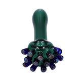Kraken Spoon Pipe by Valiant Distribution, compact 3.5" borosilicate glass, teal & black with novelty design