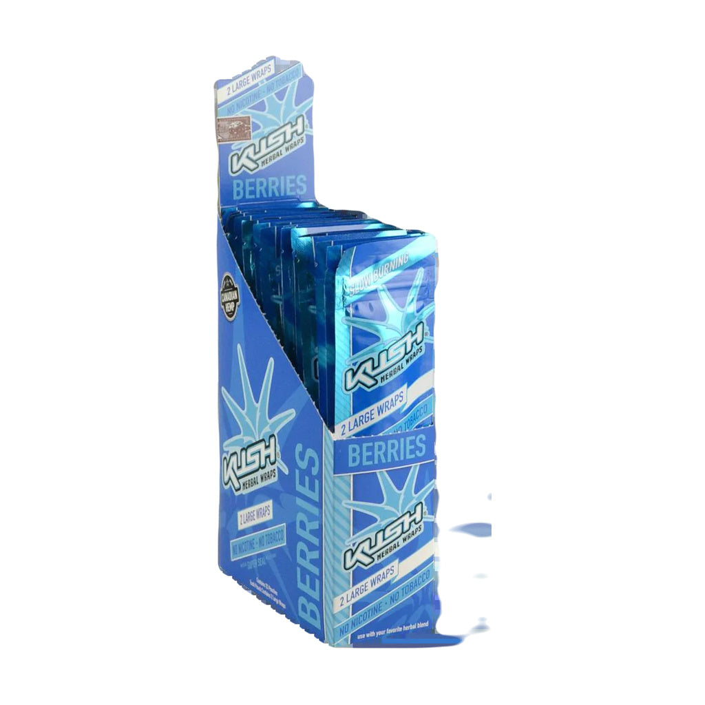 Kush Canadian Hemp Wraps 25 Pack, Berry Flavor, Front View Display Box
