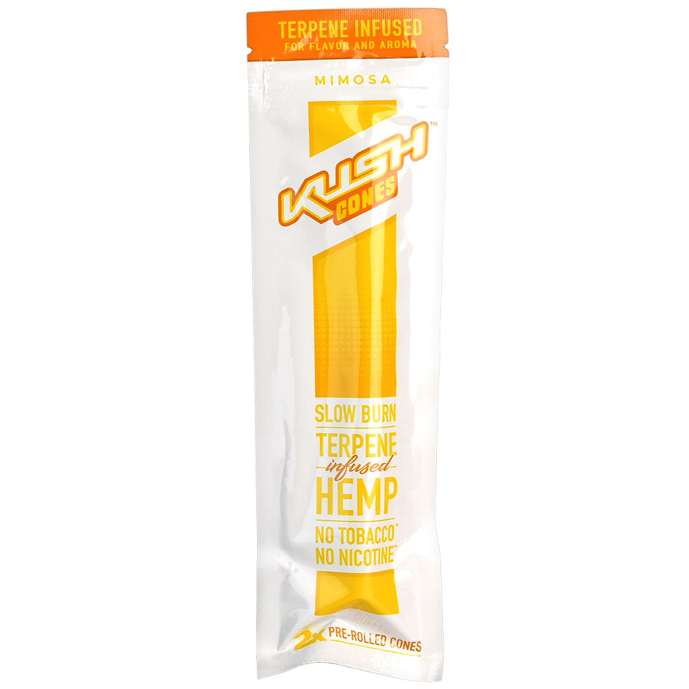 Kush Cones Terpene Infused Hemp Pre-rolled Cones in Mimosa Flavor, Front View on White Background
