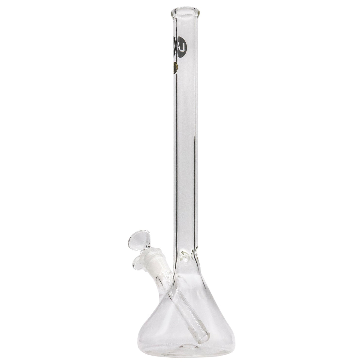 LA Pipes 14" Beaker Water Pipe, Clear Heavy Wall Borosilicate Glass, 45 Degree Joint, Side View