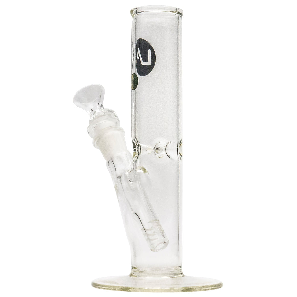 LA Pipes 8" Straight Bong with Ice Pinch and 45 Degree Joint - Clear Borosilicate Glass, Front View