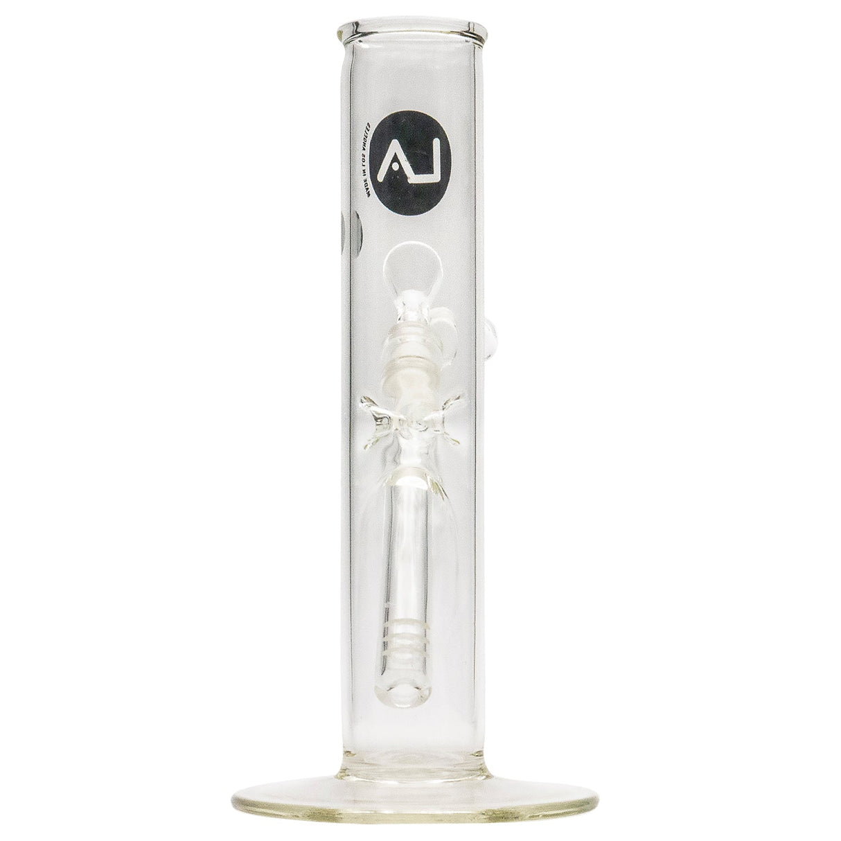 LA Pipes 8" Straight Bong with Ice Pinch, Borosilicate Glass, Front View on White Background