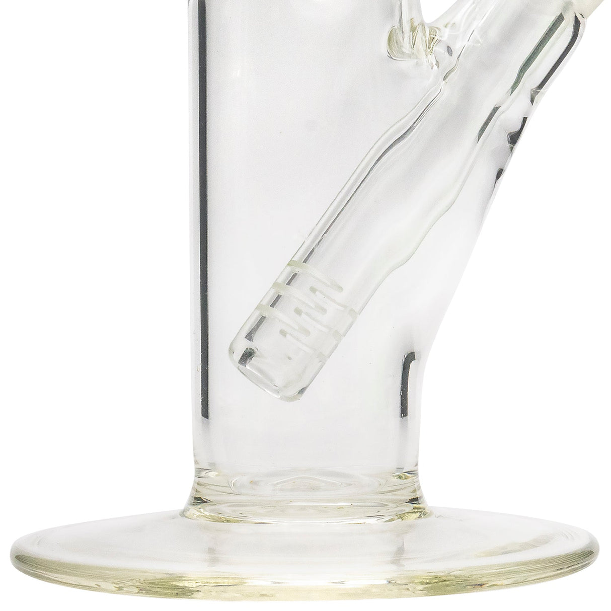 Close-up of LA Pipes 8" Straight Bong with Ice Pinch, 45 Degree Joint, and Borosilicate Glass