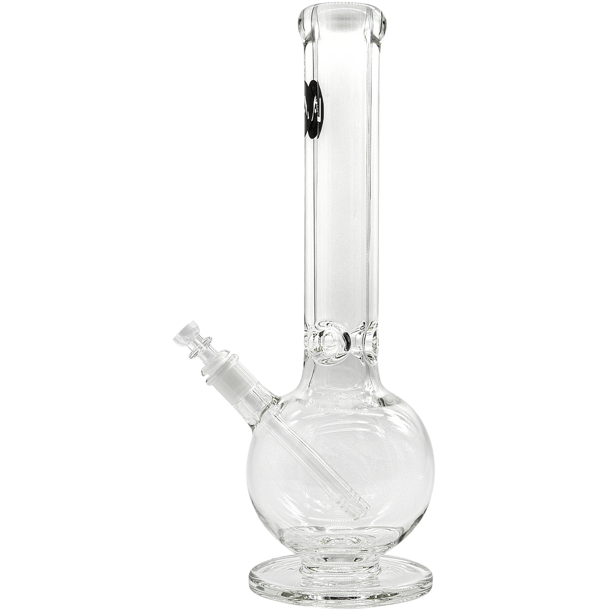 LA Pipes "Bazooka" 9mm Thick Glass Bong, Heavy Wall, 16"-18" Height, Front View on White Background
