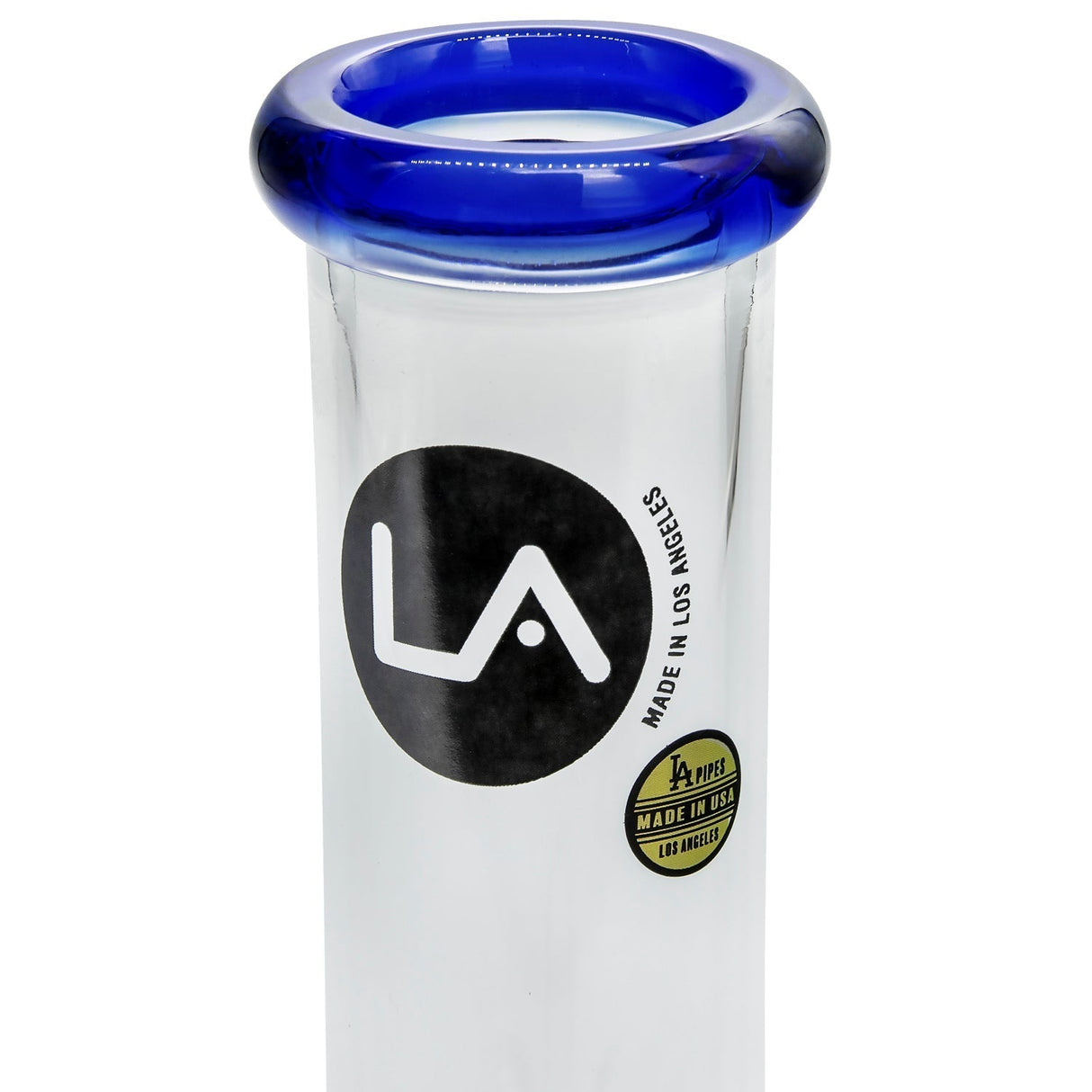 LA Pipes 8" Beaker Bong with Blue Accents and 45 Degree Joint - Front View