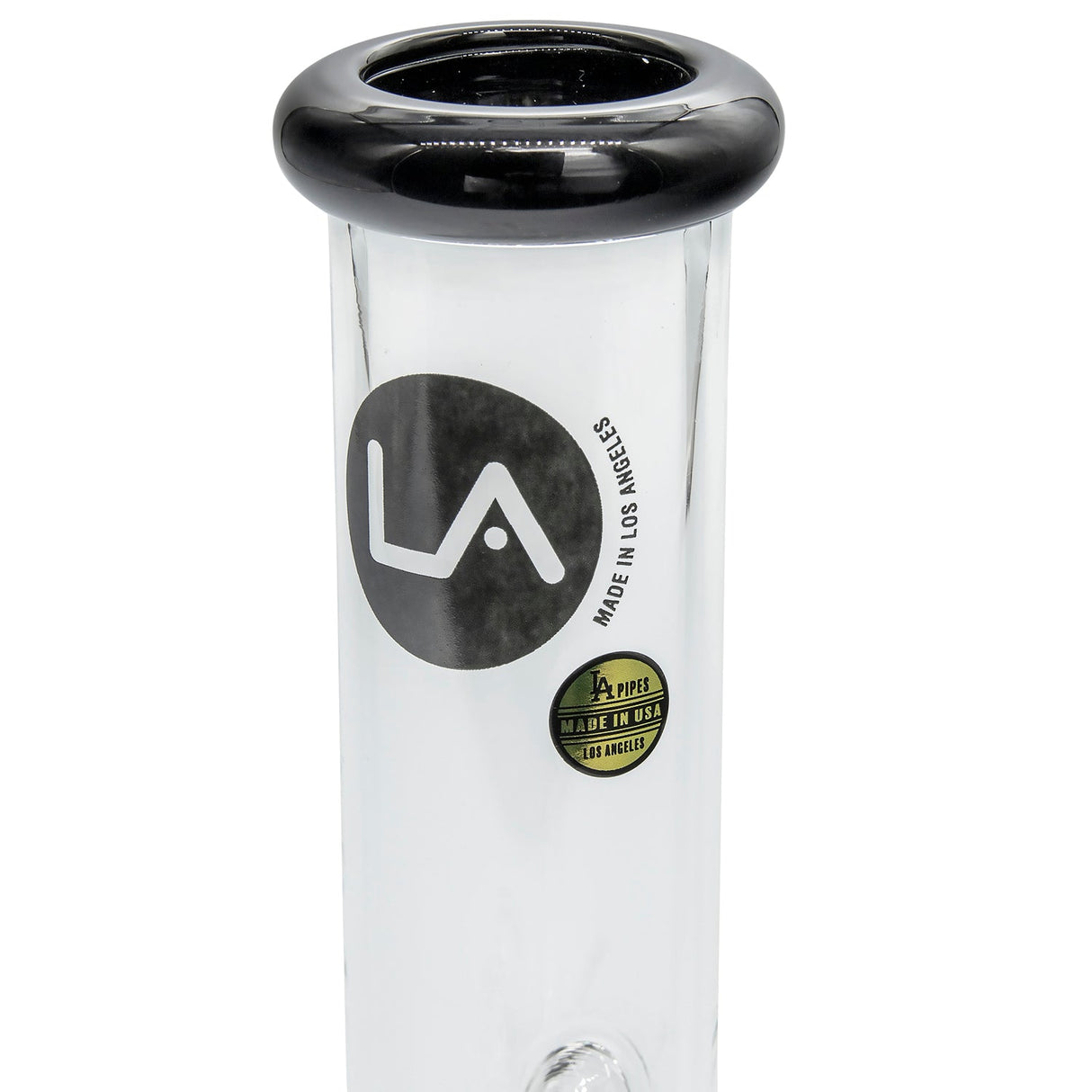 LA Pipes 8" Beaker Bong in Clear with Black Accents - Front View
