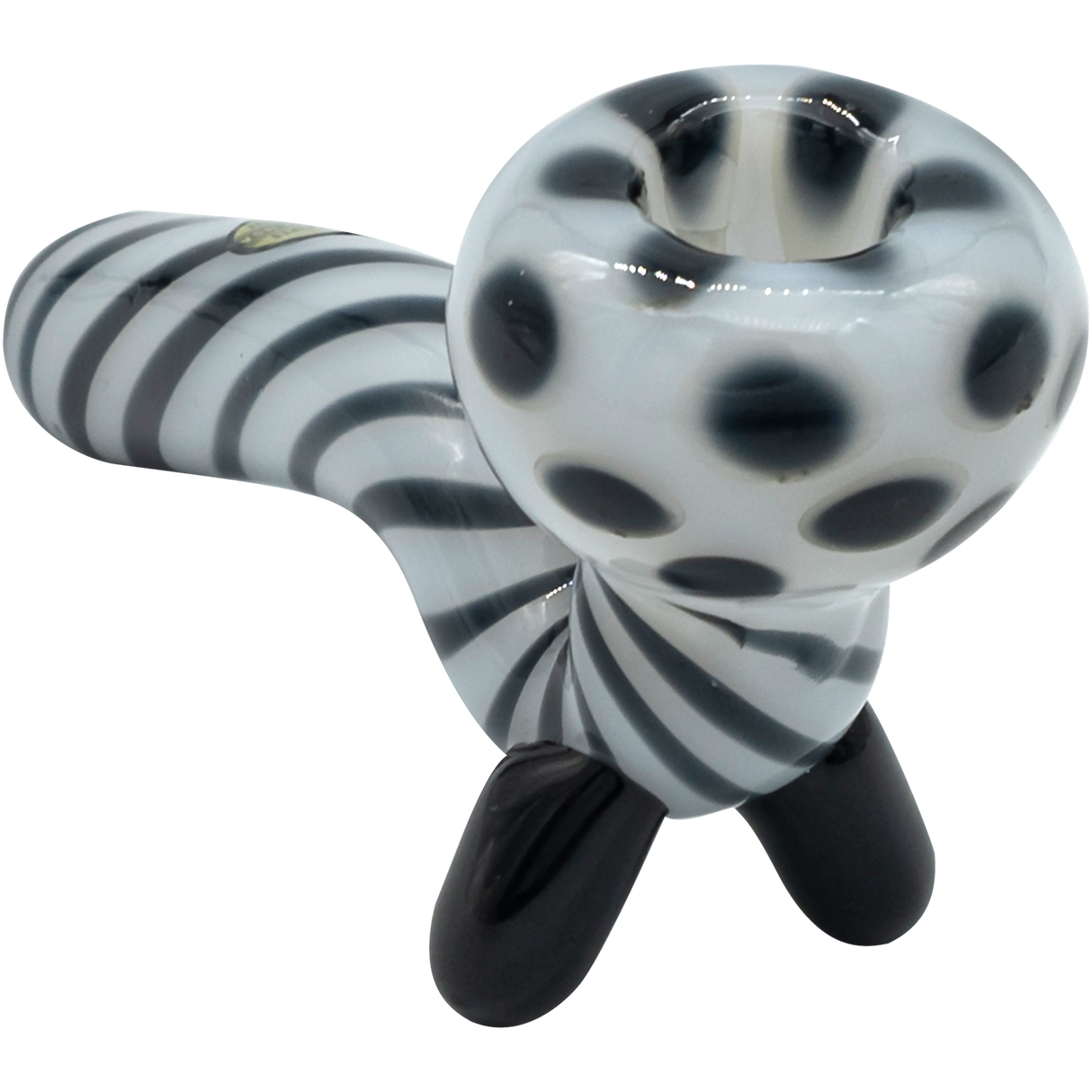 LA Pipes Bone White Sitting Sherlock Glass Pipe, 4.35" Borosilicate, USA Made