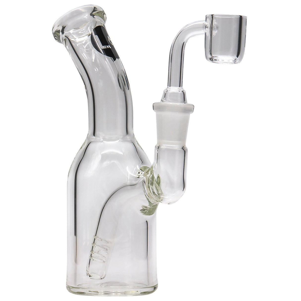 LA Pipes 6" Bent Neck Concentrate Waterpipe, 90 Degree Joint, Side View on White