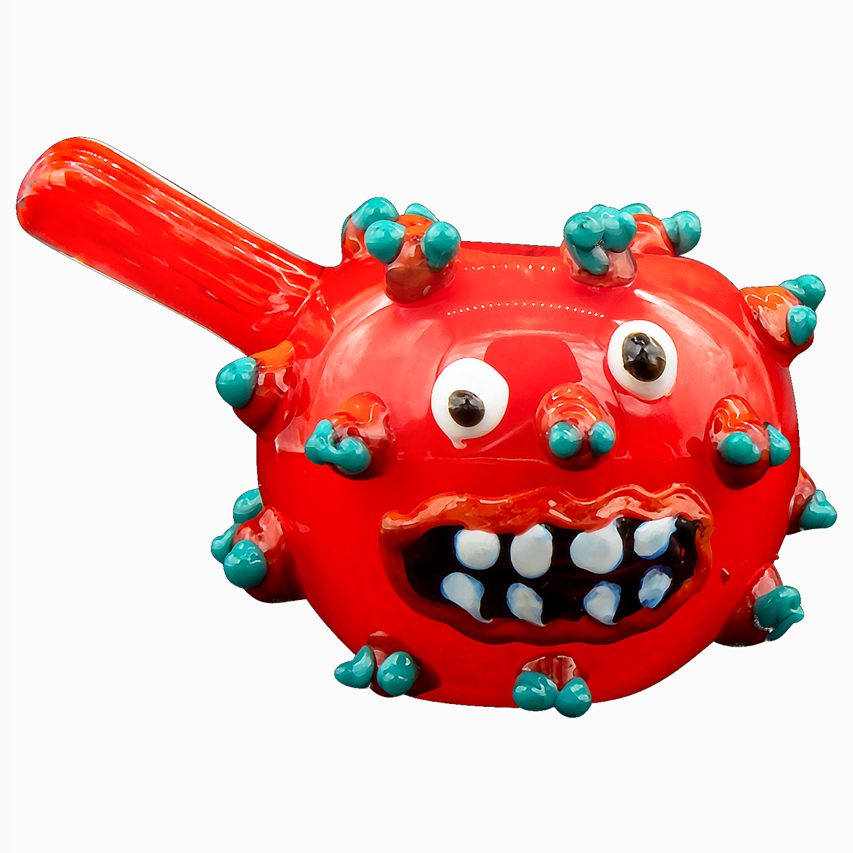 LA Pipes "Corona Rona" Red Hand Pipe with Unique Spoon Design, Front View on White Background