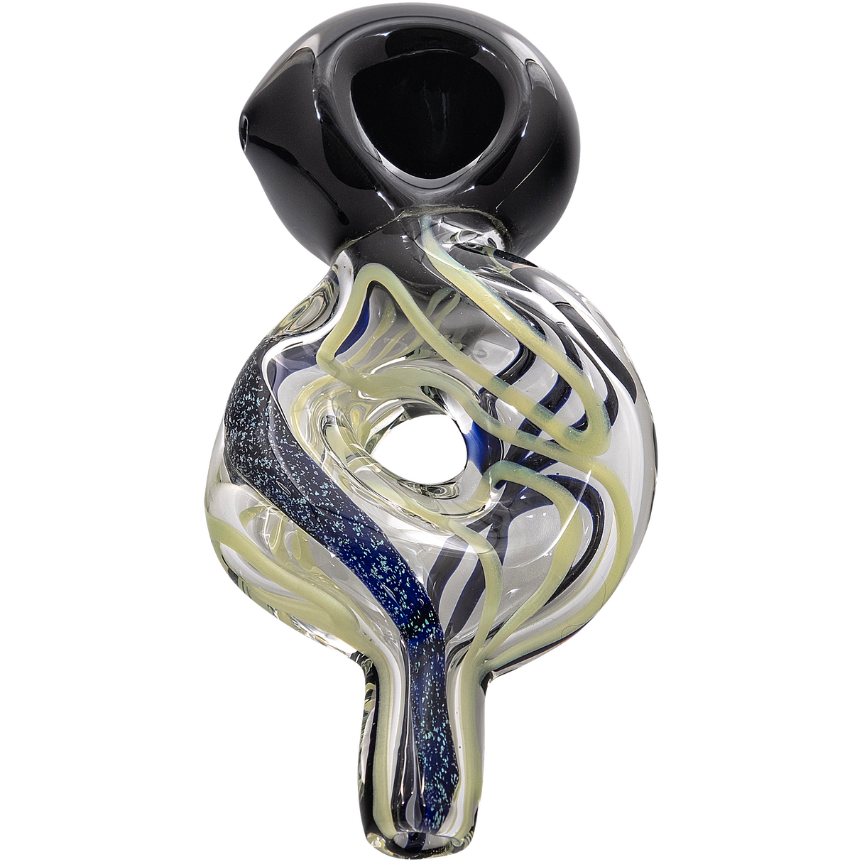 LA Pipes Dichro Donut Slime Hand-Pipe, 4.5" Spoon Design, Borosilicate Glass, Front View