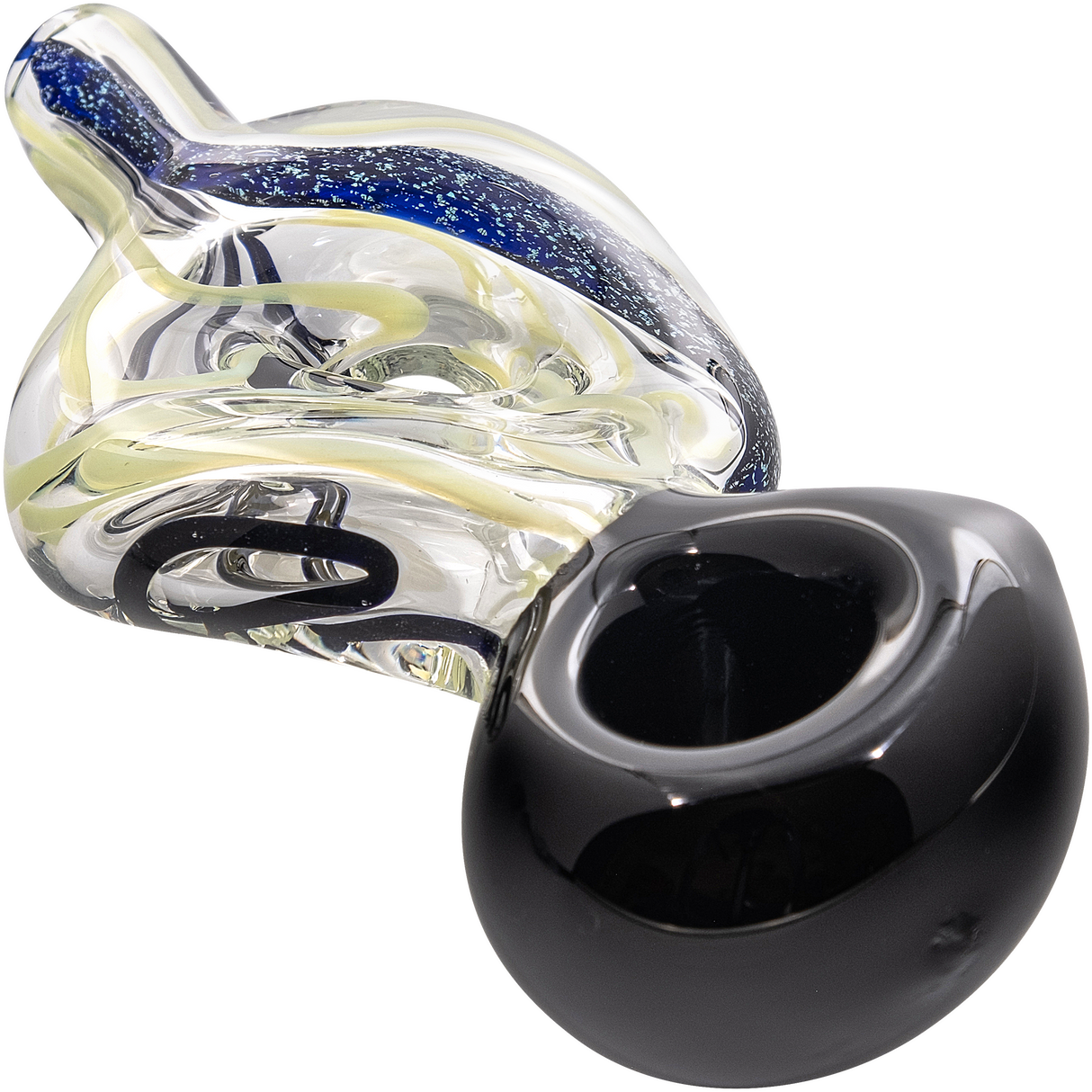 LA Pipes Dichro Donut Slime Hand-Pipe, 4.5" Green Borosilicate Glass, USA Made, Top View