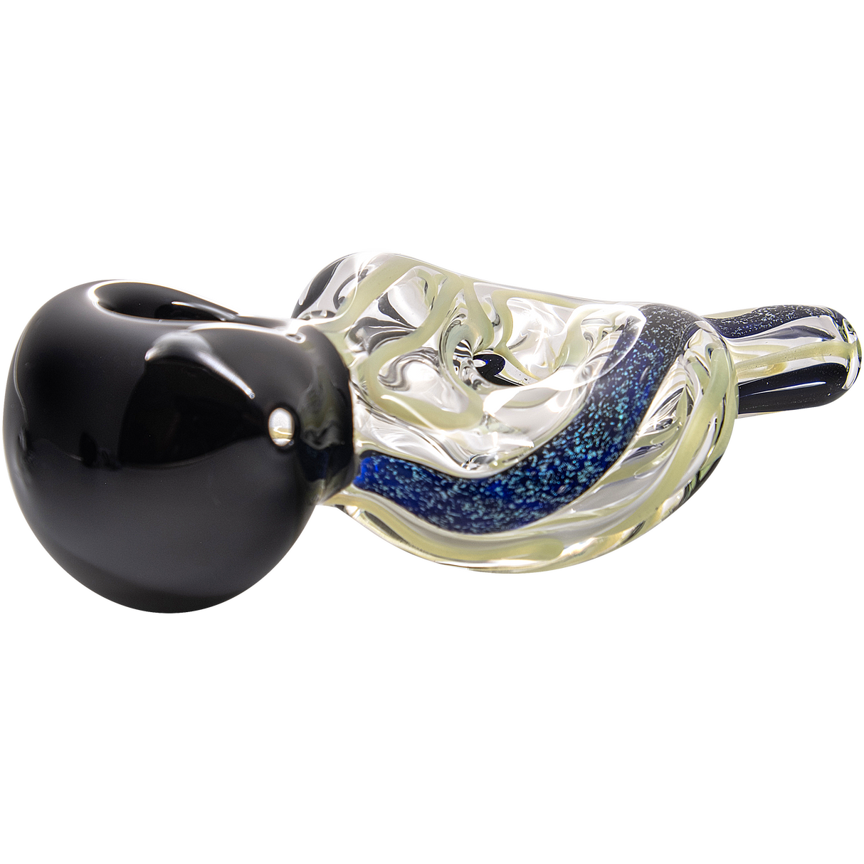 LA Pipes Dichro Donut Slime Hand-Pipe, 4.5" Spoon Design, Borosilicate Glass, Side View