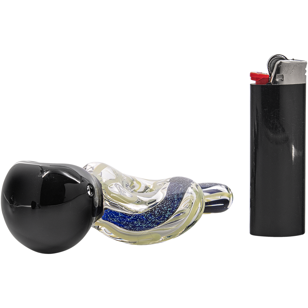 LA Pipes Dichro Donut Slime Hand-Pipe with deep bowl, green borosilicate glass, USA made - side view