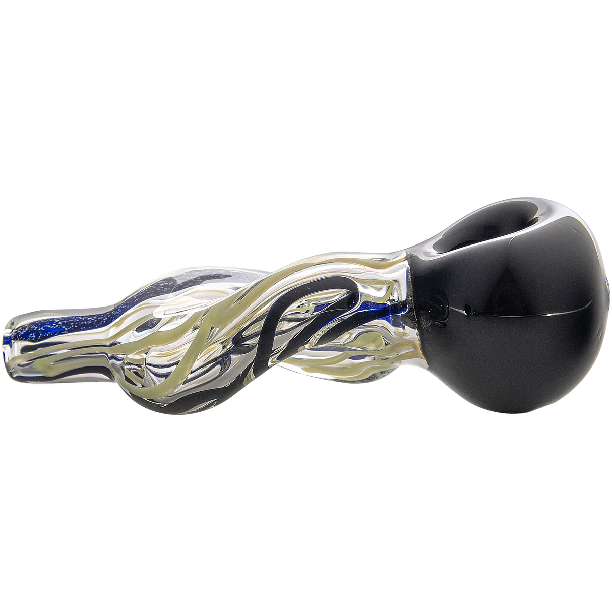 LA Pipes Dichro Donut Slime Hand-Pipe, 4.5" Borosilicate Glass, Green Spoon Design, Side View