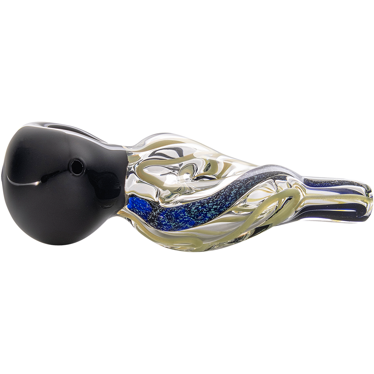 LA Pipes Dichro Donut Slime Hand-Pipe, 4.5" Spoon Design, Borosilicate Glass, USA Made - Side View