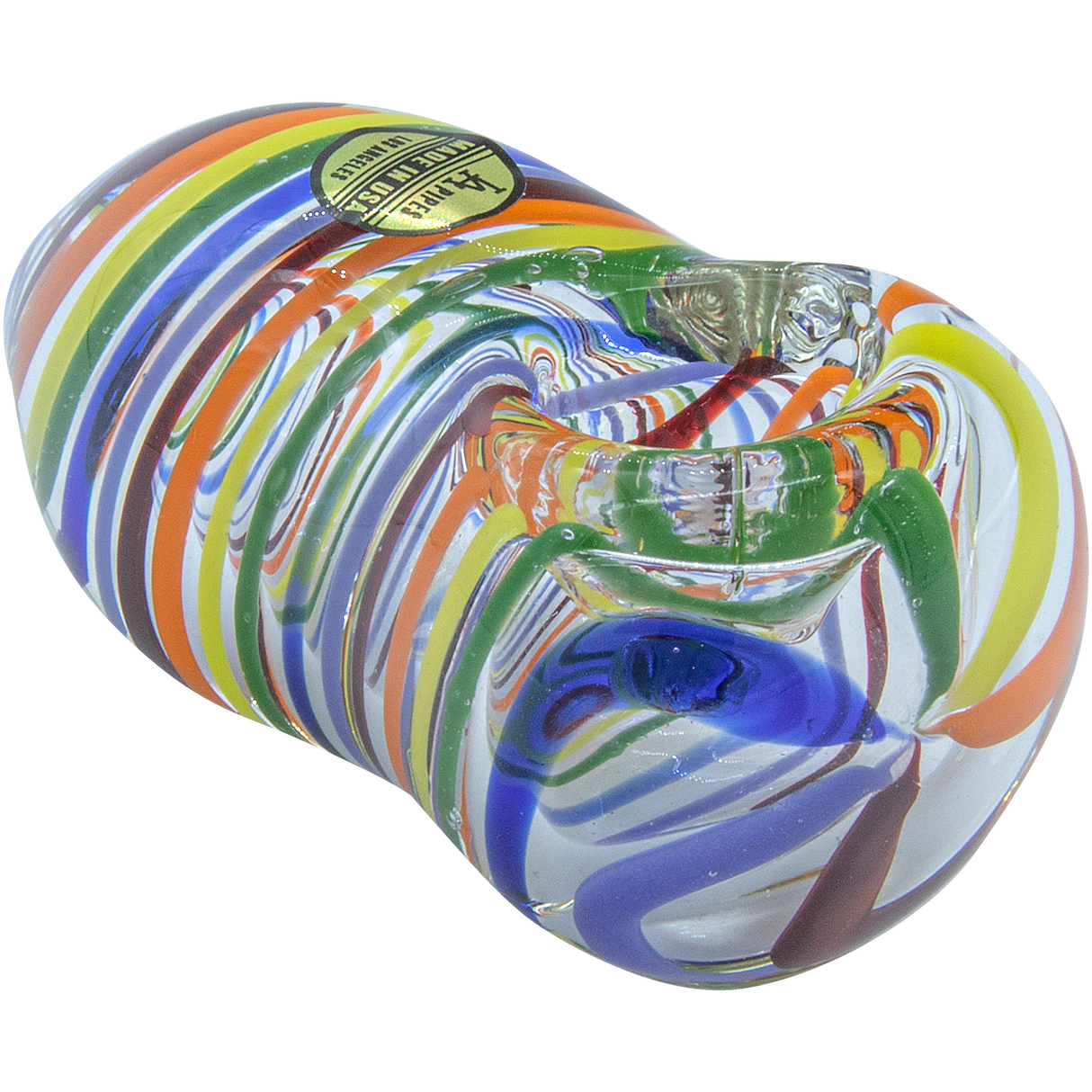 LA Pipes Easter Egg Rainbow Swirl 3" Hand Pipe for Dry Herbs, Borosilicate Glass, Top View