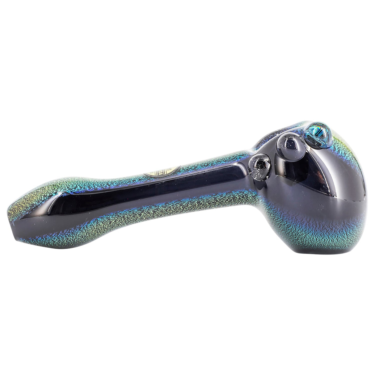 LA Pipes Galaxy Dichroic Drooper Hand-Pipe, 4" Spoon Design, Side View, USA Made