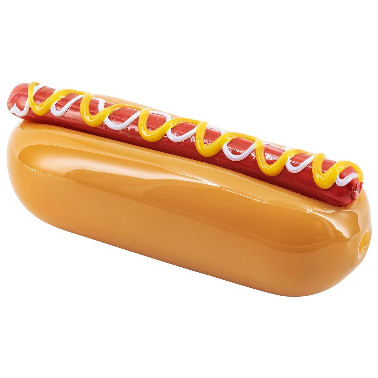 LA Pipes Hot Doggy Dog Hand Pipe, Borosilicate Glass Spoon Design, Side View