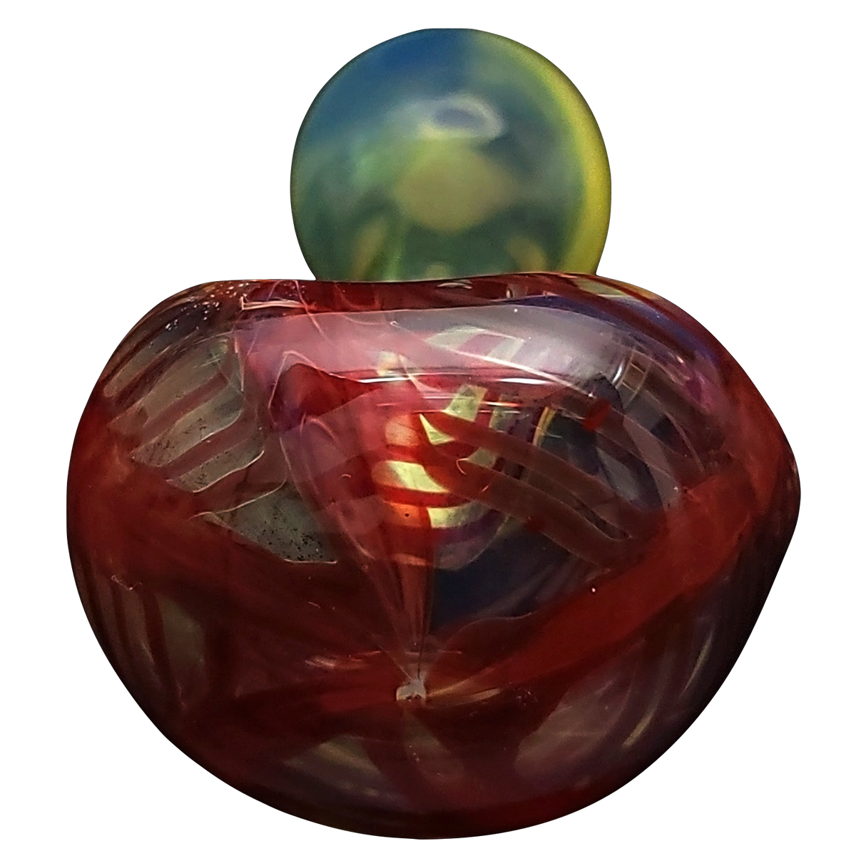 LA Pipes HP1 Spoon Hand Pipe in Borosilicate Glass with Swirl Design, Top View