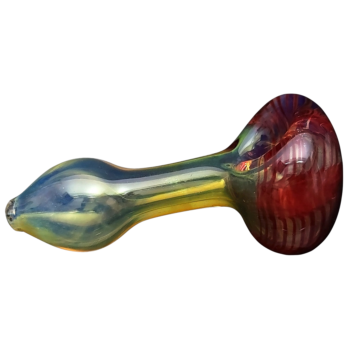 LA Pipes HP1 Spoon Hand Pipe - Borosilicate Glass with Swirl Design - Side View