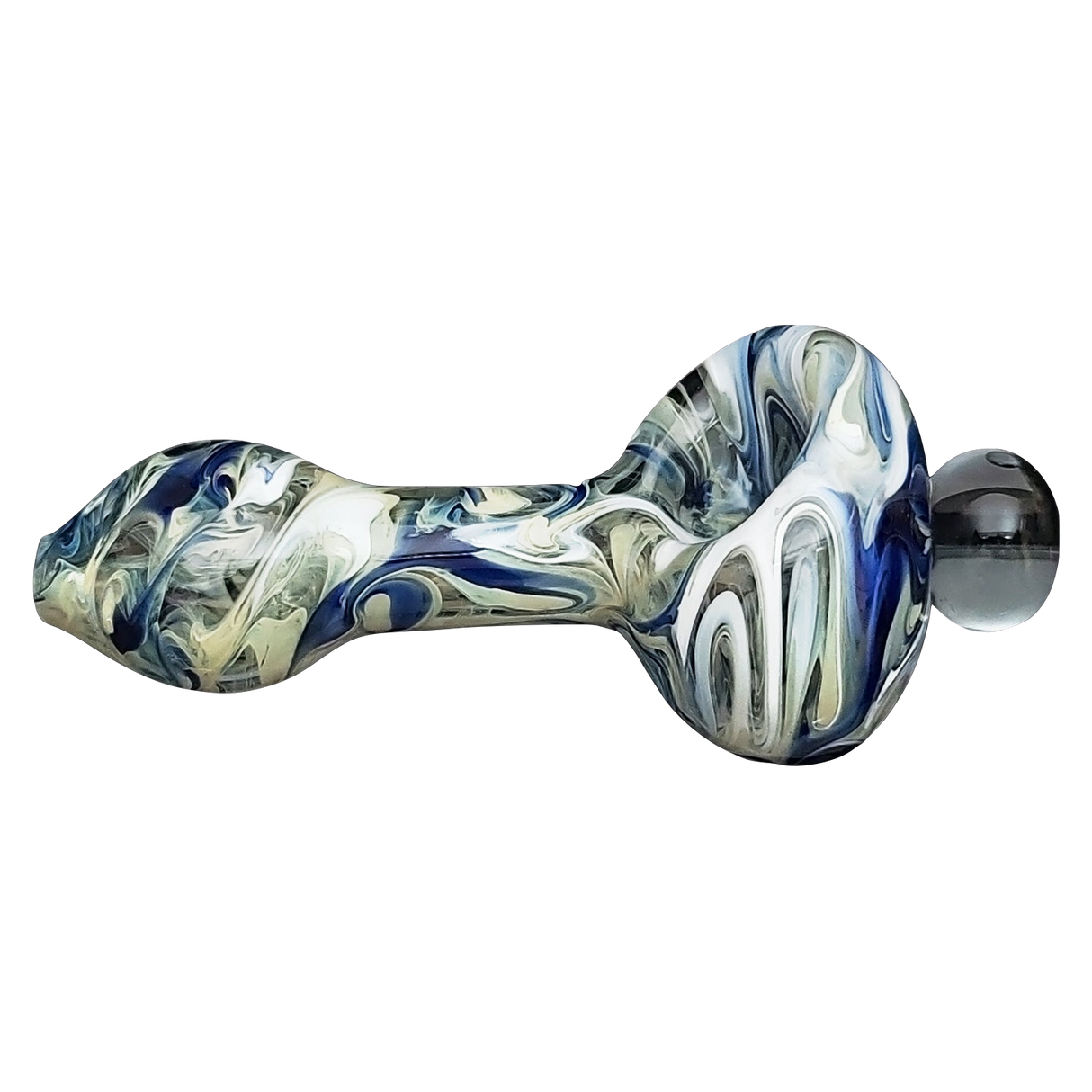 LA Pipes HP2 Spoon - Durable Borosilicate Glass Hand Pipe with Swirl Design