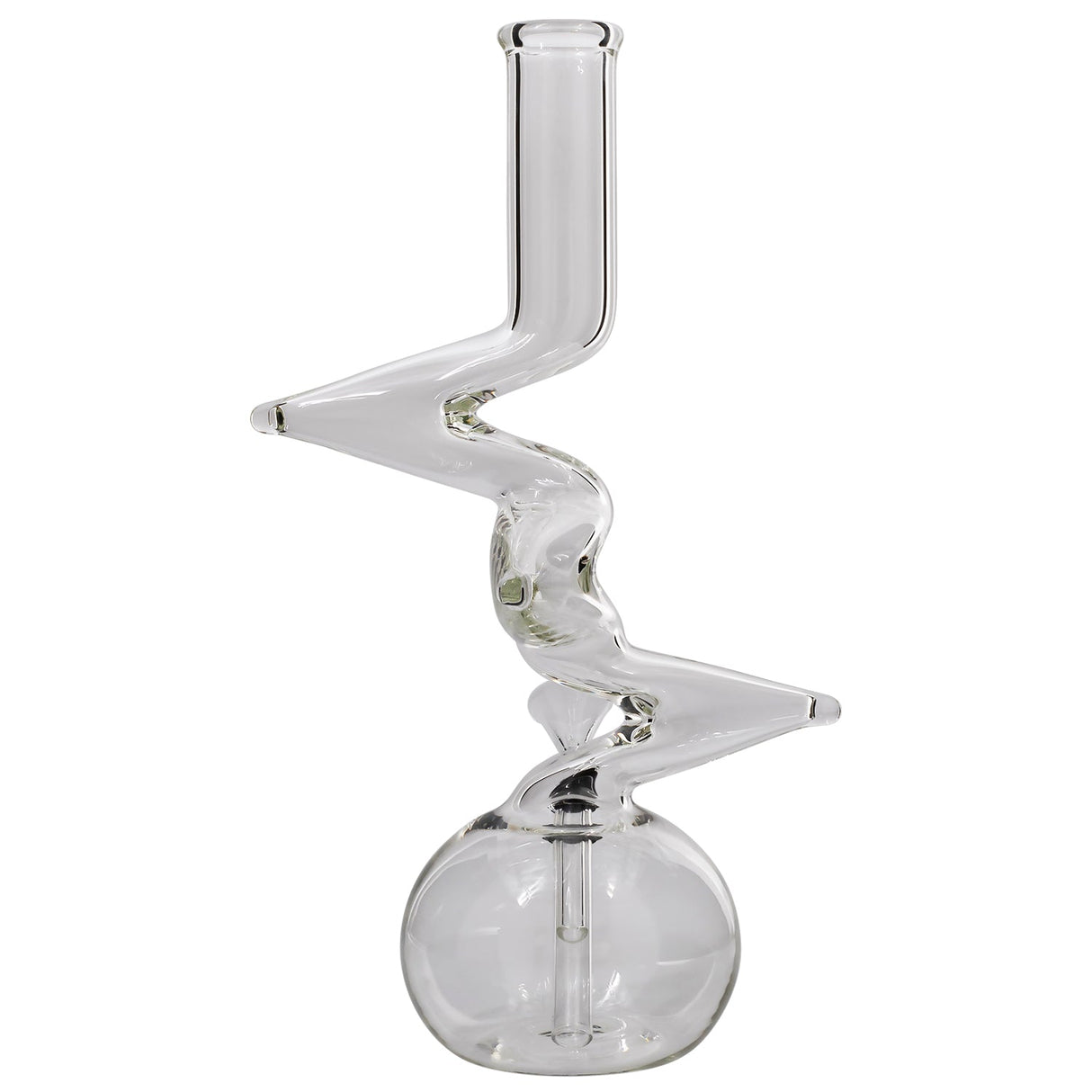 LA Pipes "Jacobs Ladder" Clear Zong Bong with unique zigzag design, 12" tall, made of borosilicate glass